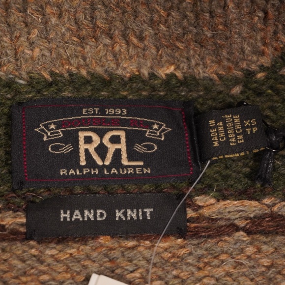 RRL Double RL Ralph Lauren Hand-Knit Fair Isle & Mallard Cardigan XS Brand New - Picture 8 of 13
